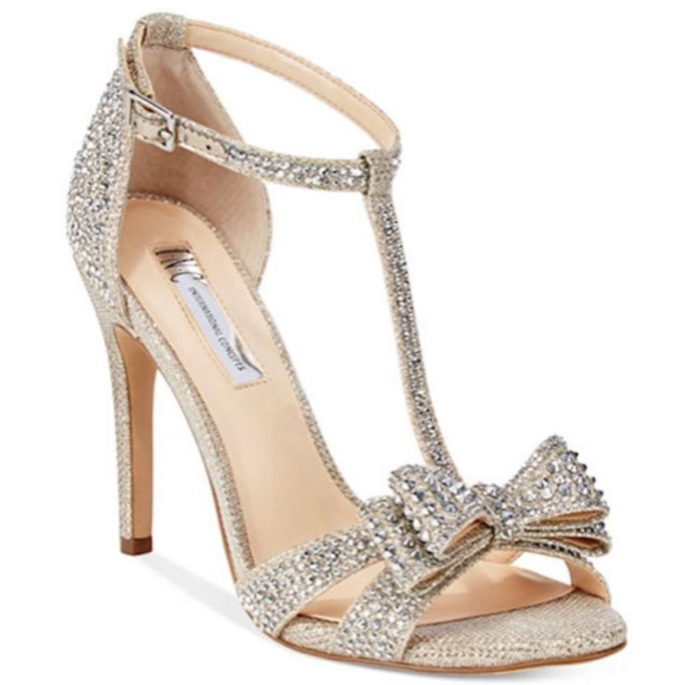 INC Champagne Reesie Rhinestone Evening Sandals